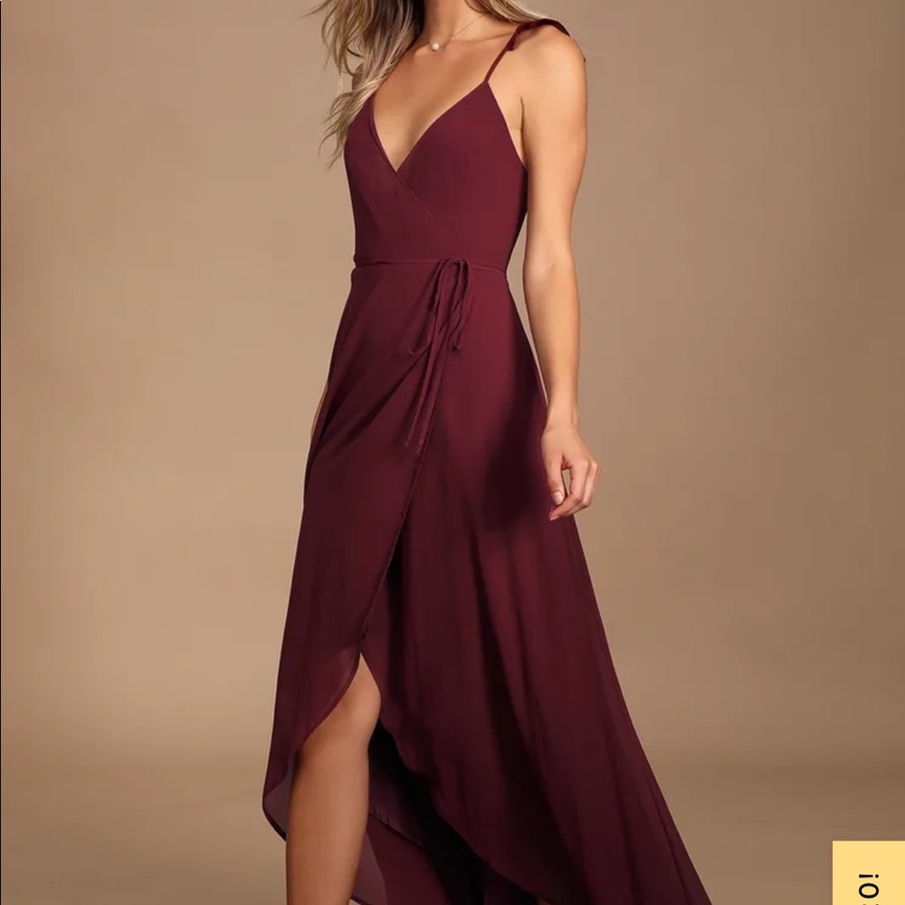 Lulu’s Here’s to Us Hi Low Wrap Dress